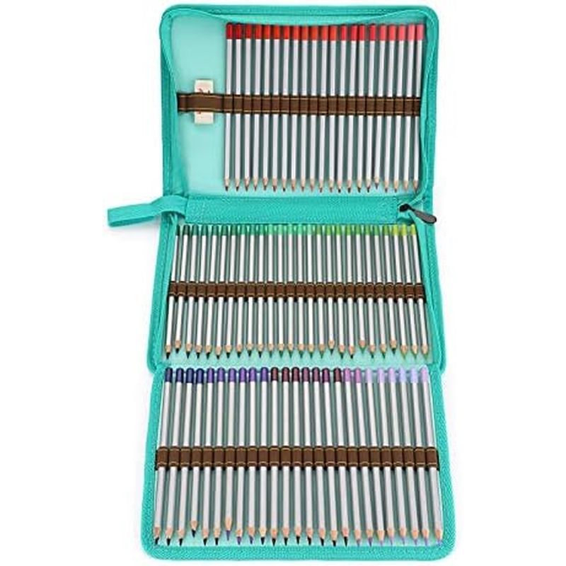 BTSKY® Hộp đựng bút chì màu dây kéo bằng vải Canvas di động-Túi đựng bút chì màu nước siêu lớn 72 kh