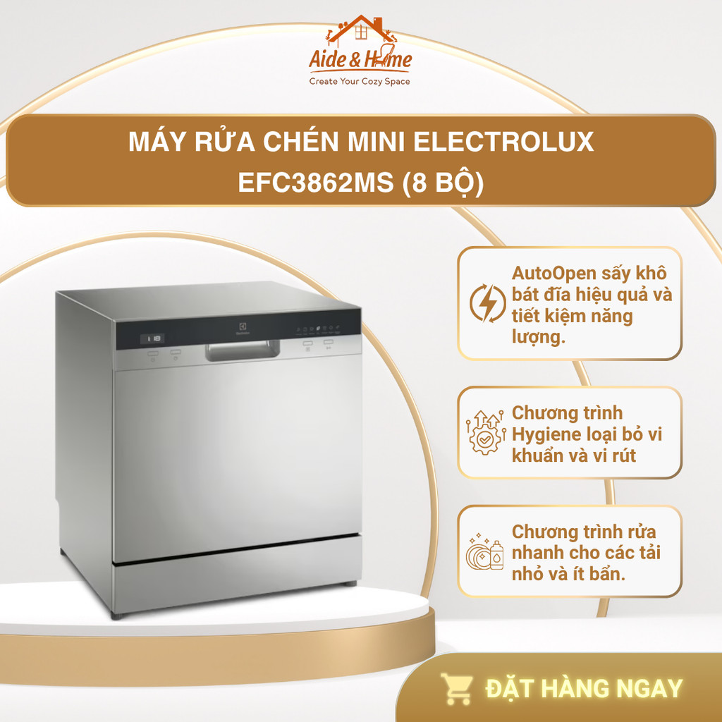 Máy rửa chén mini Electrolux EFC3862MS (8 bộ) - Bảo Hành 24 Tháng