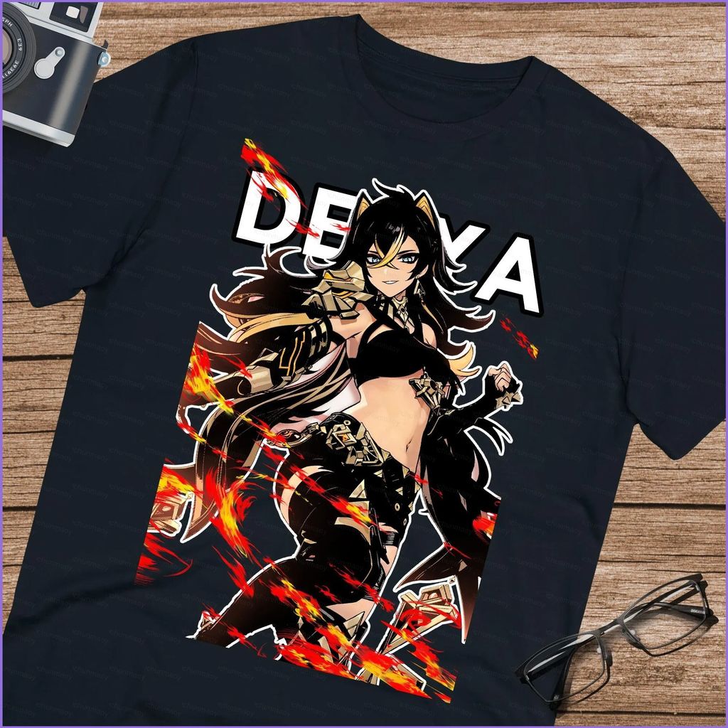 DC2 Dehya Genshin Impact 220g Áo thun cotton dày làm bằng quạt Unisex Áo tay siêu ngắn
