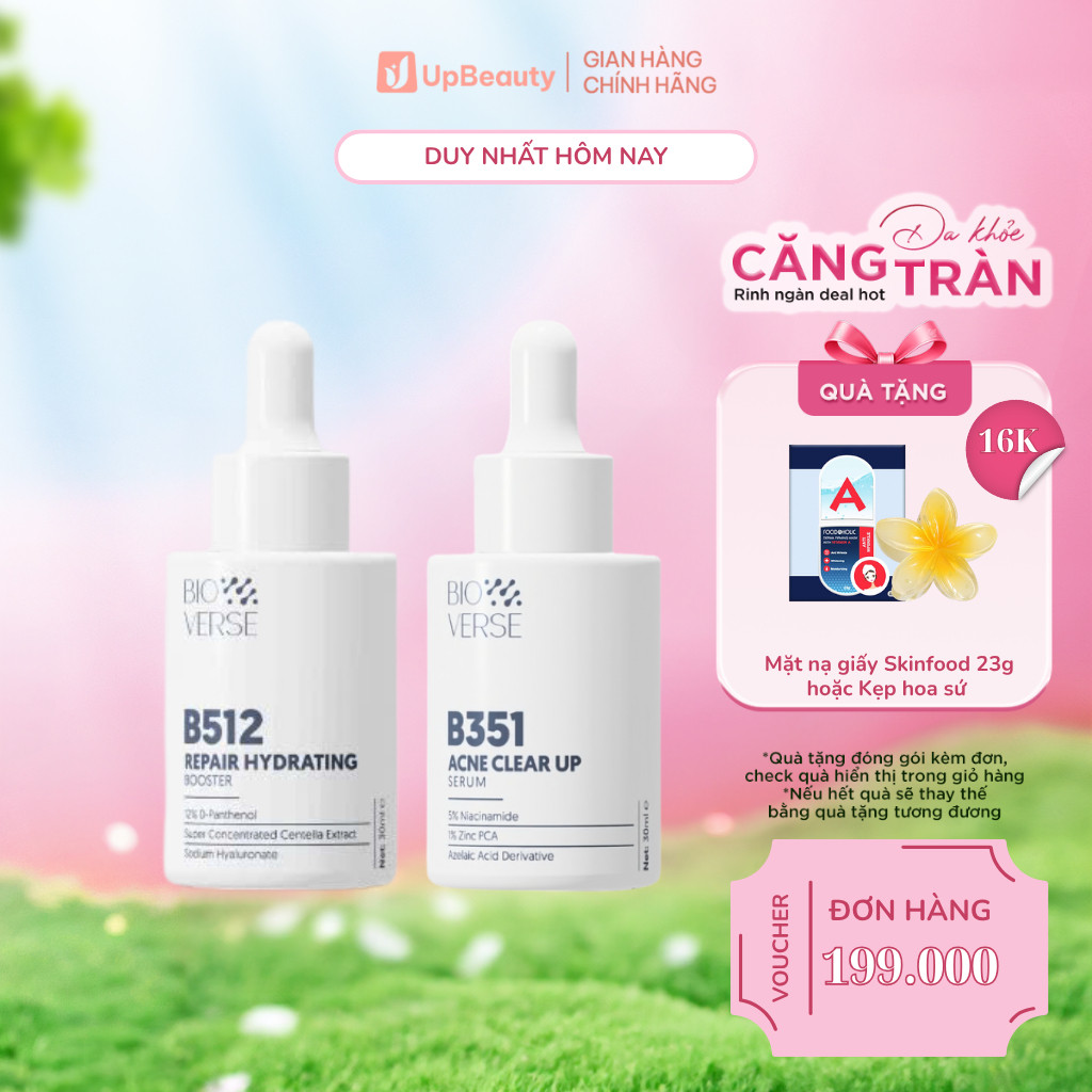 Combo 2 Serum Bioverse B351 Và B512 Chăm Sóc Da Hỗ Trợ Giảm Mụn 30ML Tặng Bông Tẩy Trang Horus
