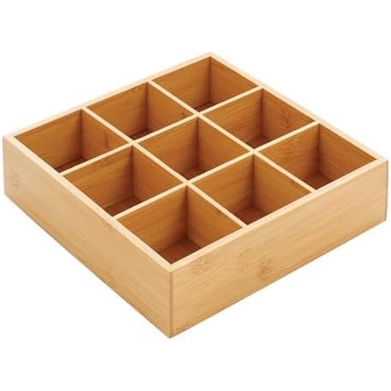 Hộp đựng chia ngăn tre mDesign, thùng tổ chức cho tủ bếp, kệ, mặt đảo, đựng đồ ăn vặt, gia vị, đồ uố