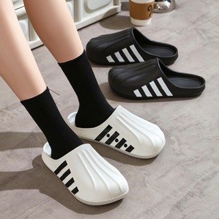 [3 sọc] Dép một mảnh nâng cao nửa gói 4cm cùng phong cách dành cho nam nữ