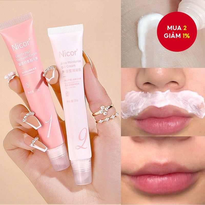 Kem tẩy lông môi Nicor dành cho nam và nữ, nhẹ nhàng tẩy lông môi và lông trên mặt, phù hợp để loại 