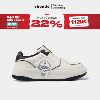 Giày Sneaker Nam Nữ SHONDO Classic 2 Doraemon Êm Ái Thời Trang Màu Trắng Xanh SND0113 