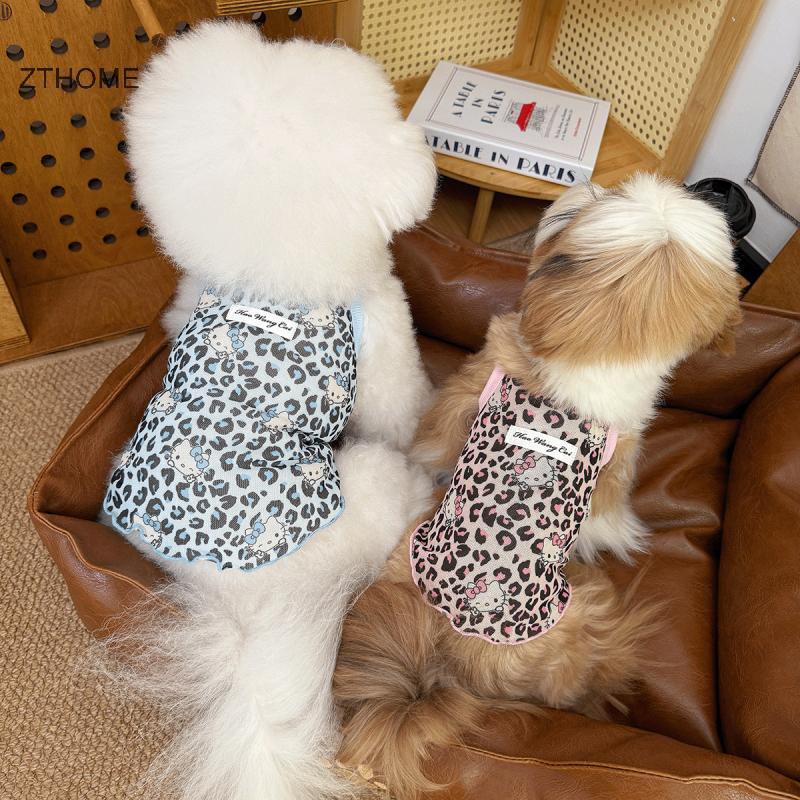 ZTHOME Thú Cưng Mới Làm Mát Mùa Hè Da Báo-Print Hello Kitty Spice Girls Wind Suspenders Quần Áo Chó 