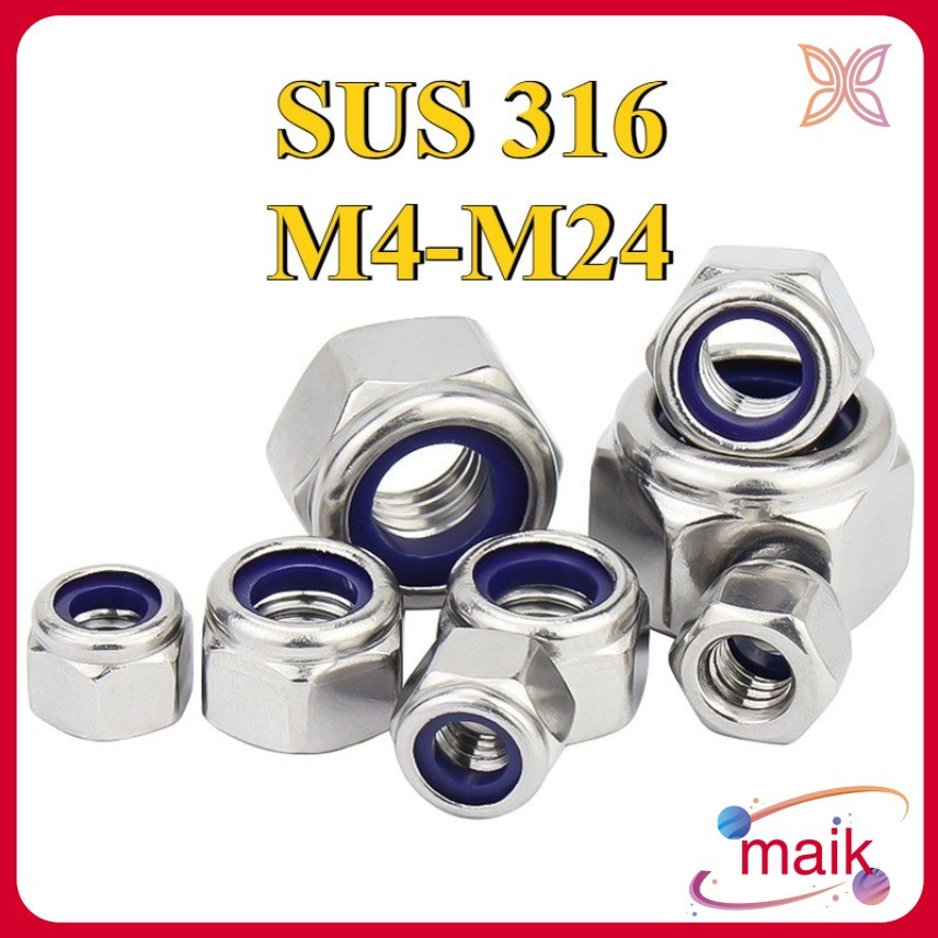 A4 Tán keo ecu khóa nhựa INOX 316 M4-M24 [mai-FC-1]
