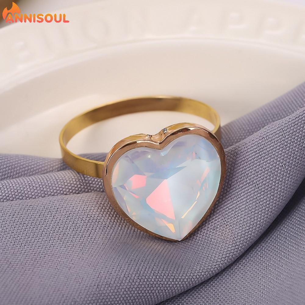 [NISO]European Style Heart Shaped Napkin Rings Alloy Gold Plated Hotel Restaurant