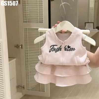 Set Bộ Váy Bé Gái Áo Vest Kéo Khóa Fashion Phối Chân Váy Tầng Cá Tính MINTSCLOSET GS1507