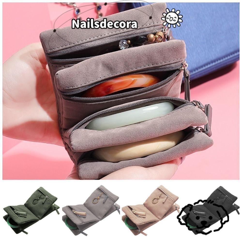 Túi đựng đồ trang sức NAILS, Túi đựng đồ có dây kéo có thể gập lại, Vòng cổ tổ chức trang sức nhung