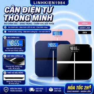 Cân Điện Tử Hình Chữ Thập Mặt Kinh Cường Lực Thiết Kế Cao Cấp Theo Dõi Sức Khỏe Gia Đình