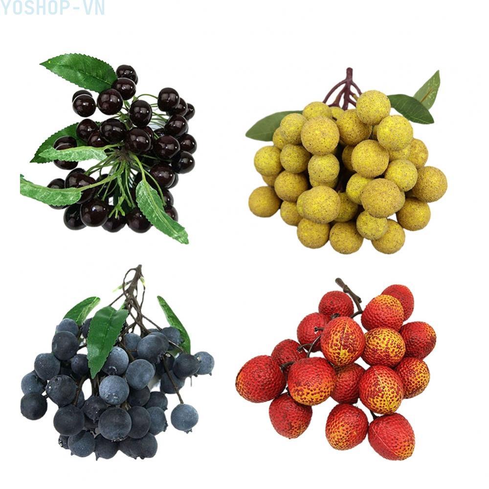 [Ysp]Realistic Fake Fruit Longan Artificial Blueberry Cherries Home Arrangement