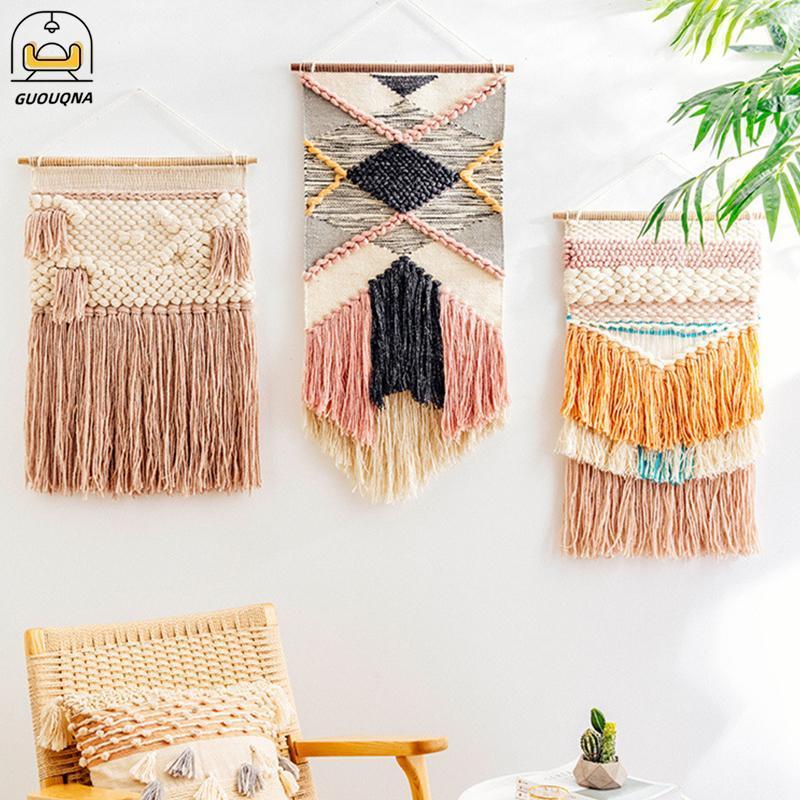 GUOUQNA Handmade Thảm Gỗ Dệt Khung Trẻ Em Người Mới Bắt Đầu Bộ Huddle Bar DIY Len Sợi Thủ Công