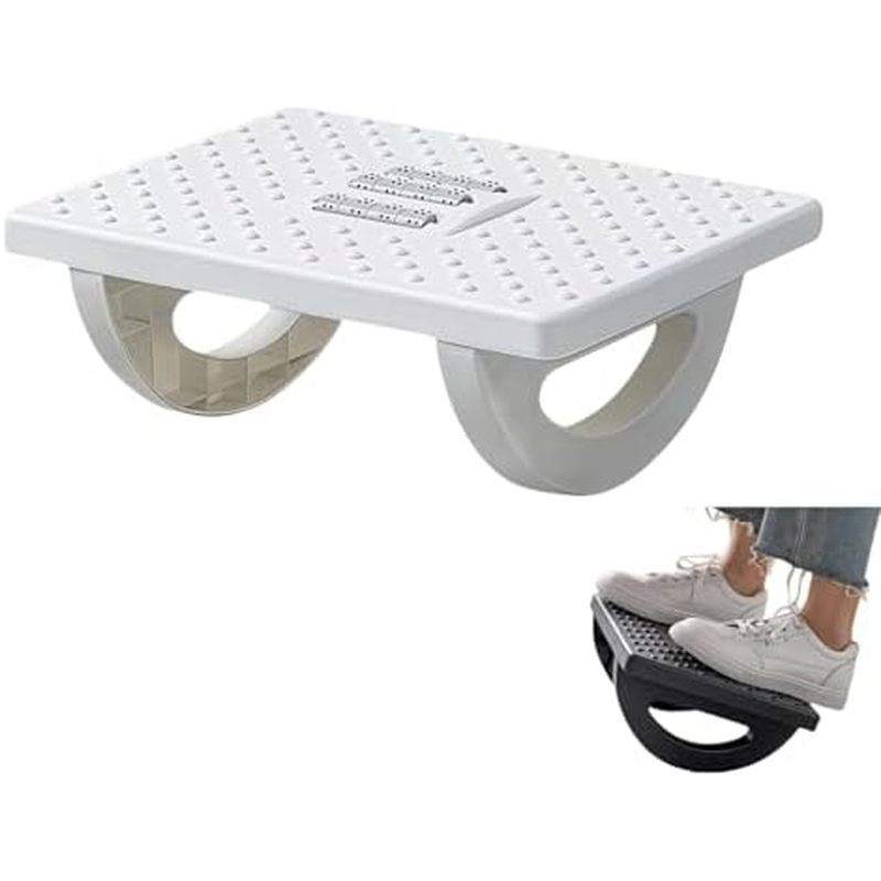 Under Desk Footrest, Rocking Footstool, Easy to Install, for Office, Study and Bedroom (White)