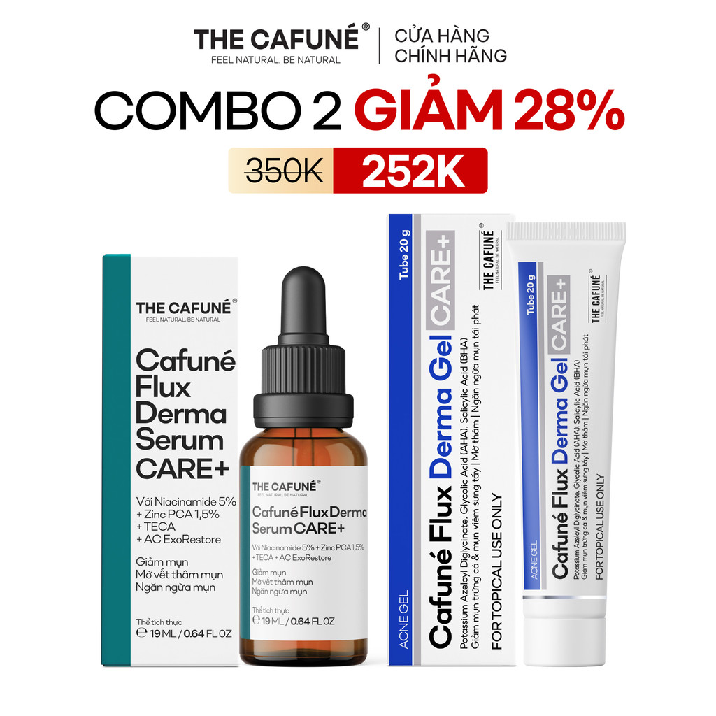 [MUA 2 GIẢM 28%] Combo Serum Mụn Cafuné Flux Derma 19ml + Gel Chấm Mụn Cafuné Flux Derma Gel 20g