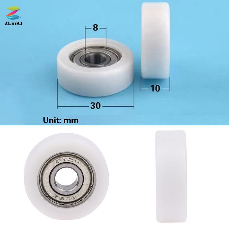 ZLinKJ 1PC 8 * 30 * 10mm Tiêm Đúc Nylon Vòng Bi Bánh Xe Vòng Bi 608 Con Lăn Bánh Xe Tra Đường Sắt Rọ
