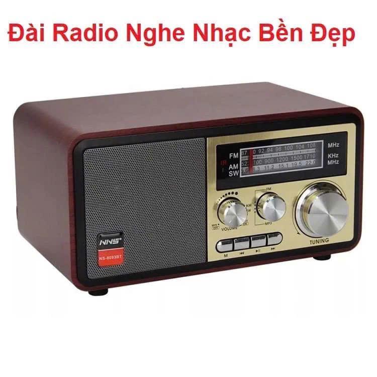 Đài Radio FM NSS NS 8093BT Vỏ Gỗ Kiểu Dáng Cổ Điển - Loa Bluetooth NS-8093BT Hỗ Trợ USB, Thẻ nhớ, Ch