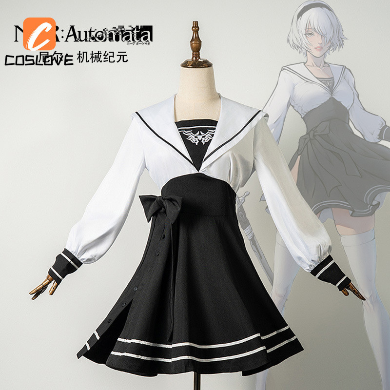 Anime Game Nier Automata 2B Fan-Made JK Cosplay Outfit - Full Set Costume cho Nữ Giới với Đầm Tay Dà