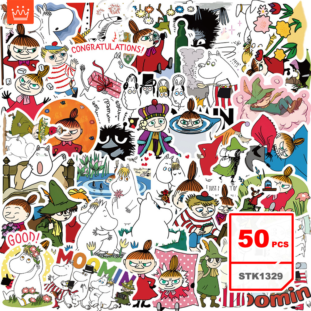 Bộ Hình Dán Moomin Valley Phim Hoạt Hình Ghi Định Tự Dán Graffiti Chống Nước Cho Trẻ Em, 50 Cái