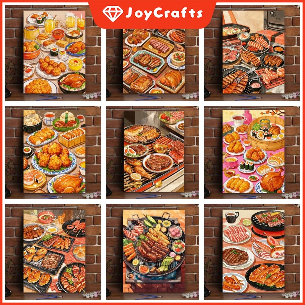 [JC] Thực Phẩm Ngon DIY Tranh Kỹ Thuật Số Tranh Sơn Dầu Handmade Trang Trí Tranh Trang Trí Nhà Cửa Q