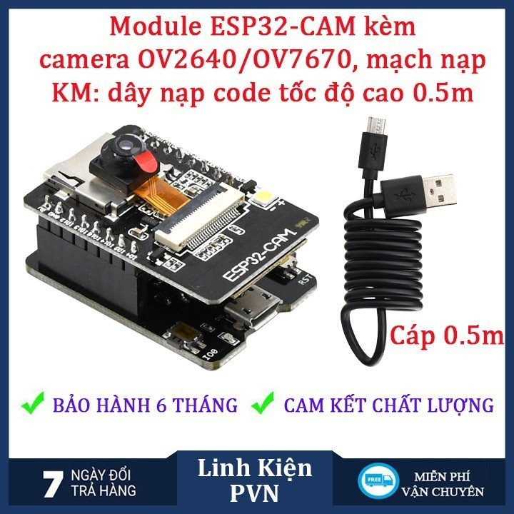 084 Module thu phát wifi camera ESP32-CAM tích hợp wifi, camera OV2640/OV7670 chuyên dụng và bluetoo