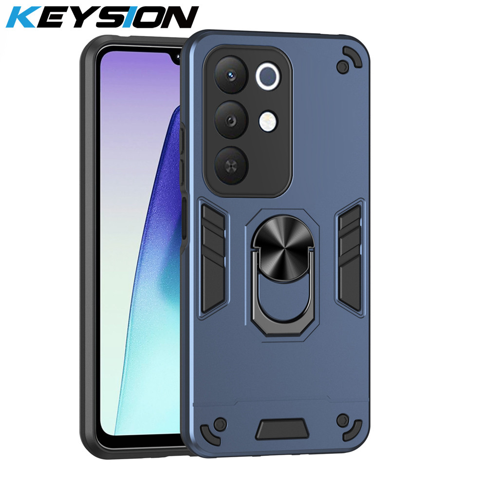 Ốp Lưng Chống Sốc KEYSION Cho Realme C85 C85 5G Silicon Mềm + PC Kim Loại Nhẫn Đứng Ốp lưng Cho OPPO