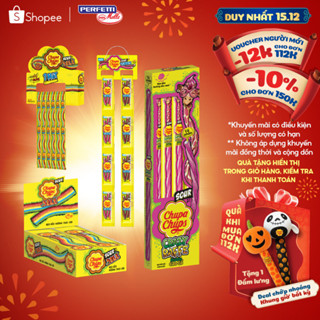  Kẹo dẻo vị chua Chupa Chups hương trái cây hỗn hợp và kẹo dẻo vị chua hình ống hương cola và dâu 