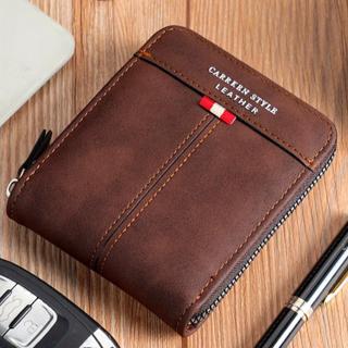 Ví nam ngắn da PU thể thao Cài zipper gấp lại Bao đeo tay kinh doanh Ví đựng đồng xu Nhiều khe đựng thẻ Dành cho nam