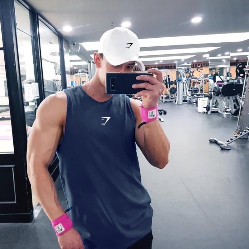 GYMSHARK Thể Dục Mùa Hè Thể Thao Huấn Luyện Áo Thun Không Tay Mùa Hè Nhanh Khô Lưới Rời Cổ Tròn Áo C