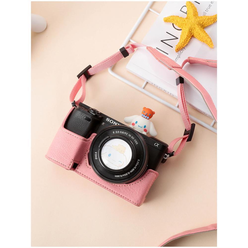 Thích hợp cho vỏ bảo vệ túi đựng máy ảnh Sony a6400, vỏ da đế a6100 6300 6000, vỏ máy ảnh nửa bìa ph