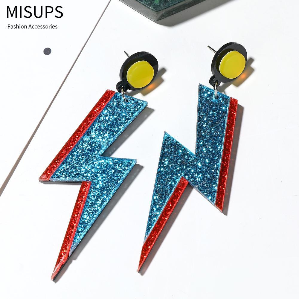 MISUPS Lightning Mặt Dây Chuyền Bông Tai, Acrylic Lightning Punk Eardrop Phụ Kiện, Mặt Dây Chuyền Ph