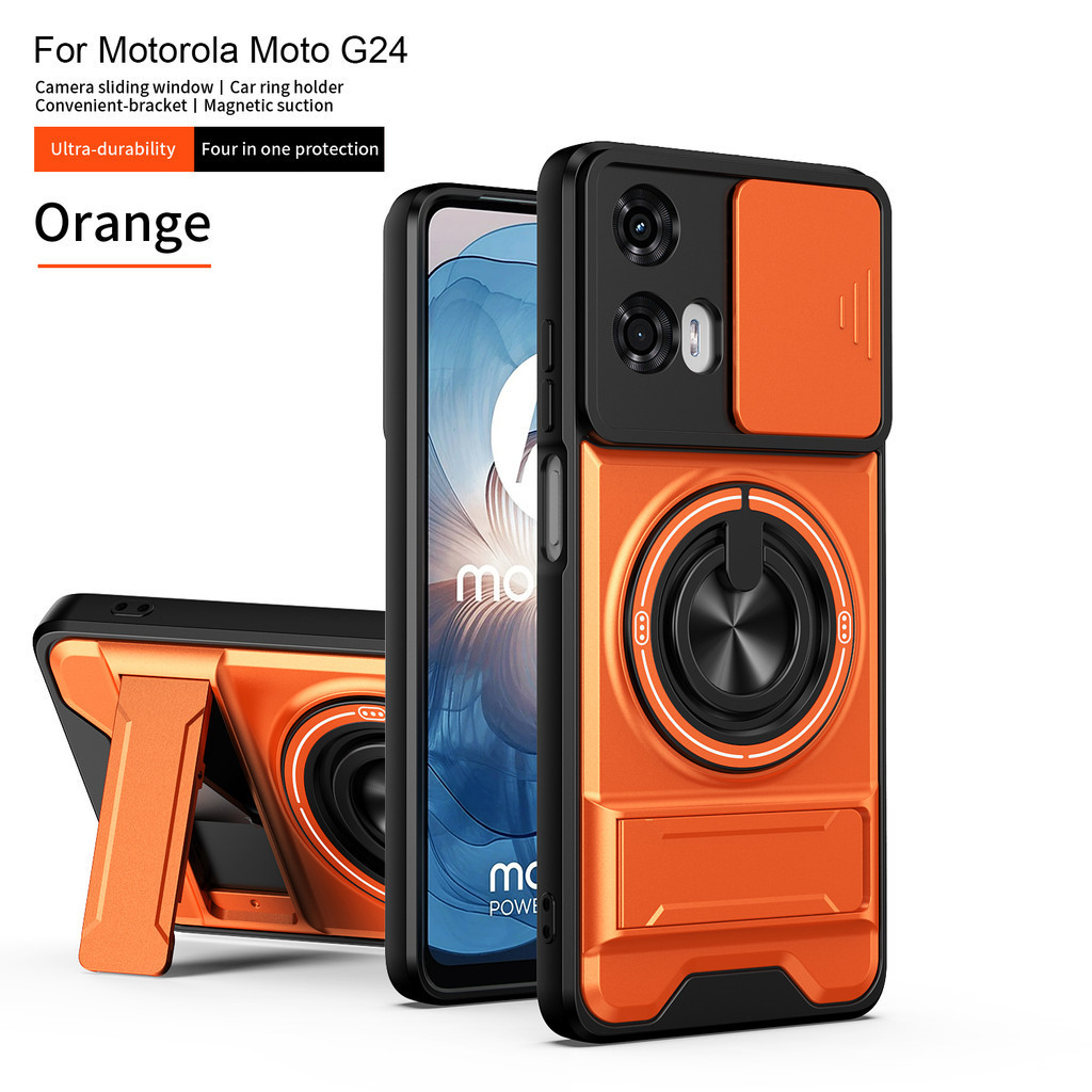 Dành Cho Motorola G24 Ốp Lưng Moto G04 moto G04S E14 g24 g04 Magsafe Từ Gấp Giá Đỡ Quân Sự Giáp Bảo 