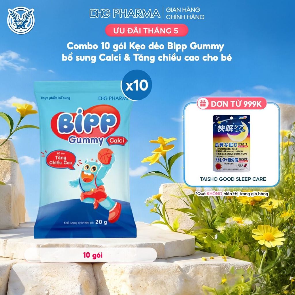 Combo 10 gói Kẹo dẻo Bipp Gummy Calci & Tăng chiều cao cho bé