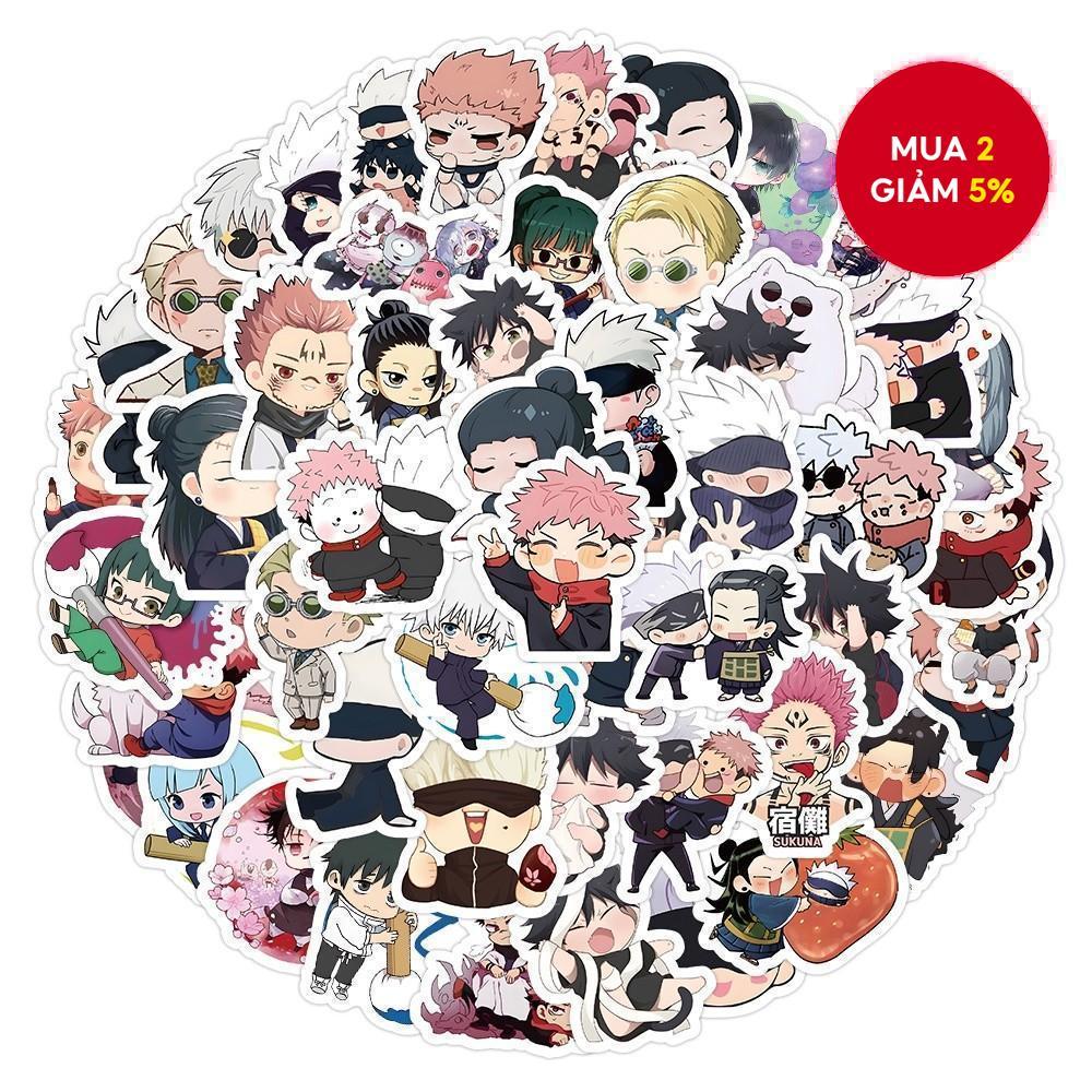 Bộ 100 Miếng Dán Trang Trí Mũ Bảo Hiểm / Bút Chì In Hoạt Hình jujutsu kaisen satoru gojo graffiti Dễ