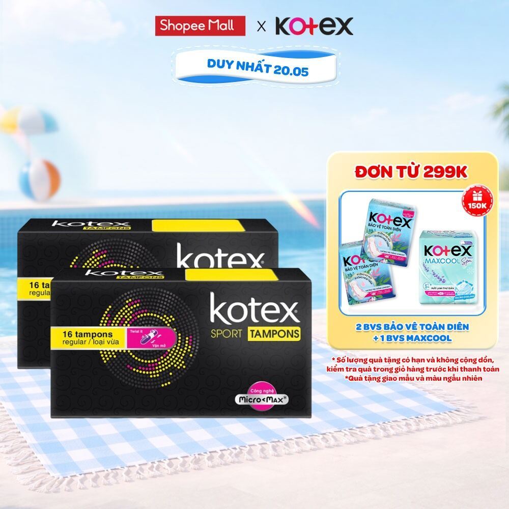 Combo 2 hộp Băng vệ sinh Kotex Tampon 16 miếng