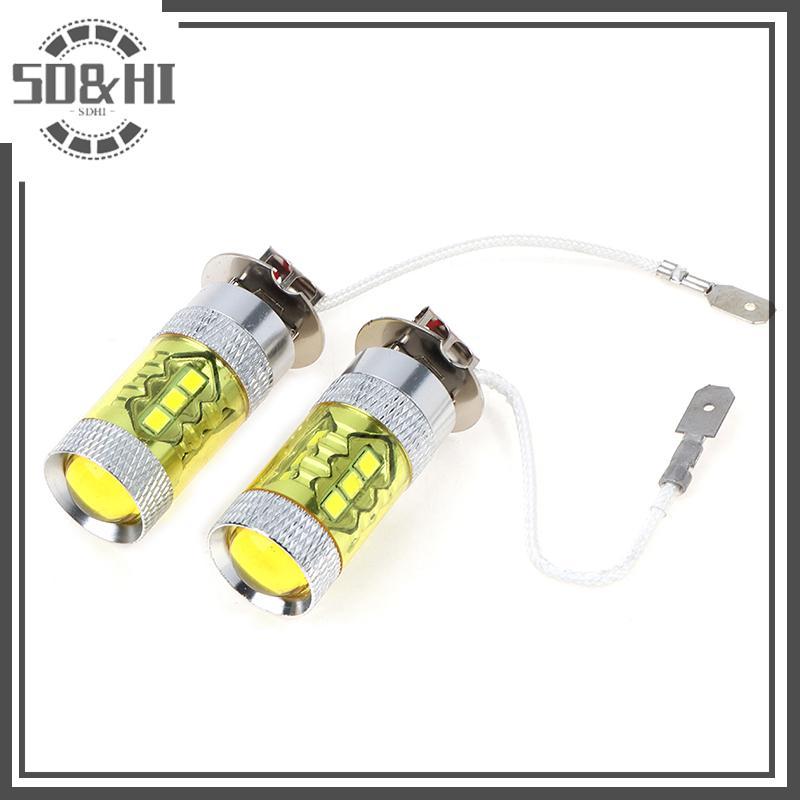 [SD & HI] 2 Đèn LED Sương Mù 12-24V H3 80W 16 Đèn LED Ô Tô SMD Màu Vàng Công Suất Cao (vn)
