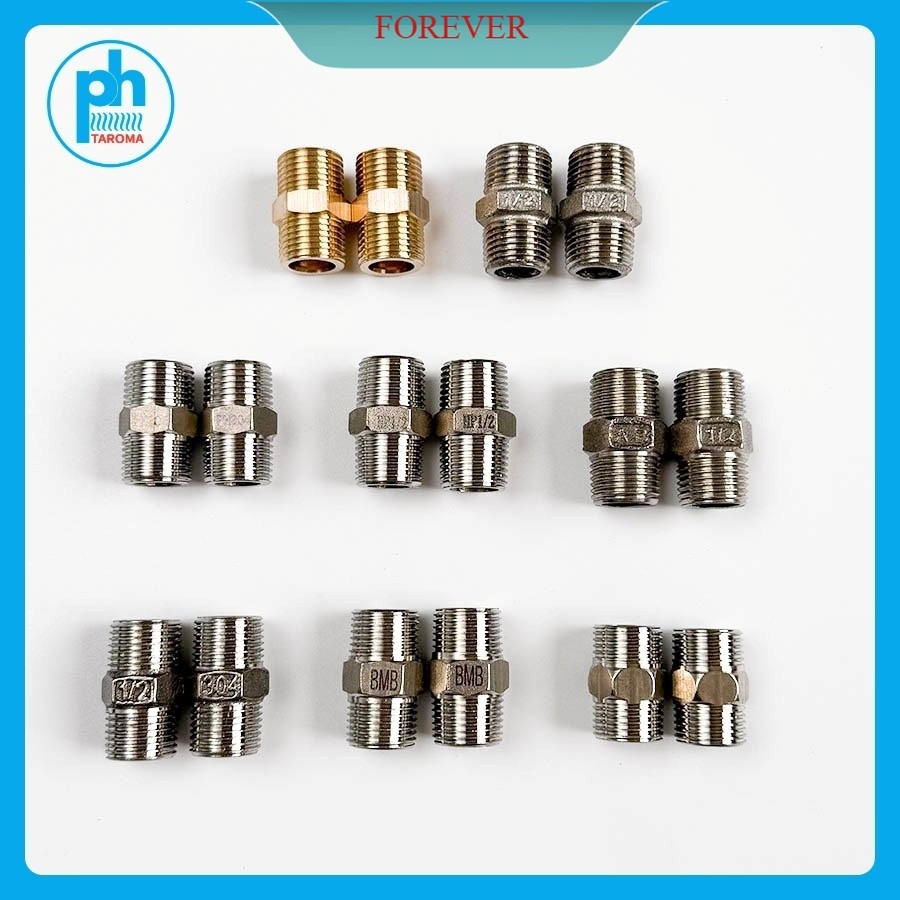 Kép ren ngoài ren 21, Nối hai đầu ren ngoài, Kép inox 21 (201/304) - Kép đồng 21