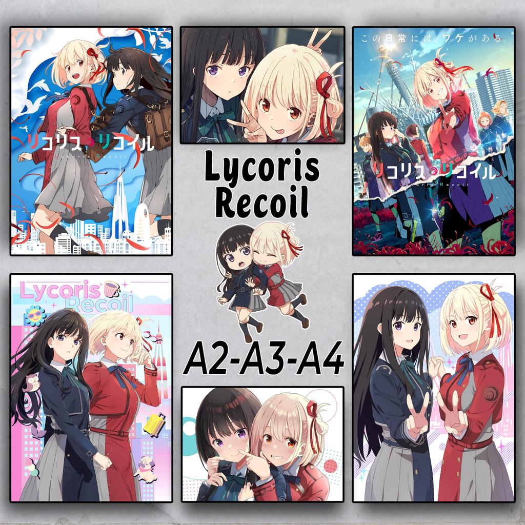 Lycoris Recoil - Poster Anime A2 A3 A4  - Dán tường | LycoReco | Quán cà phê bất ổn