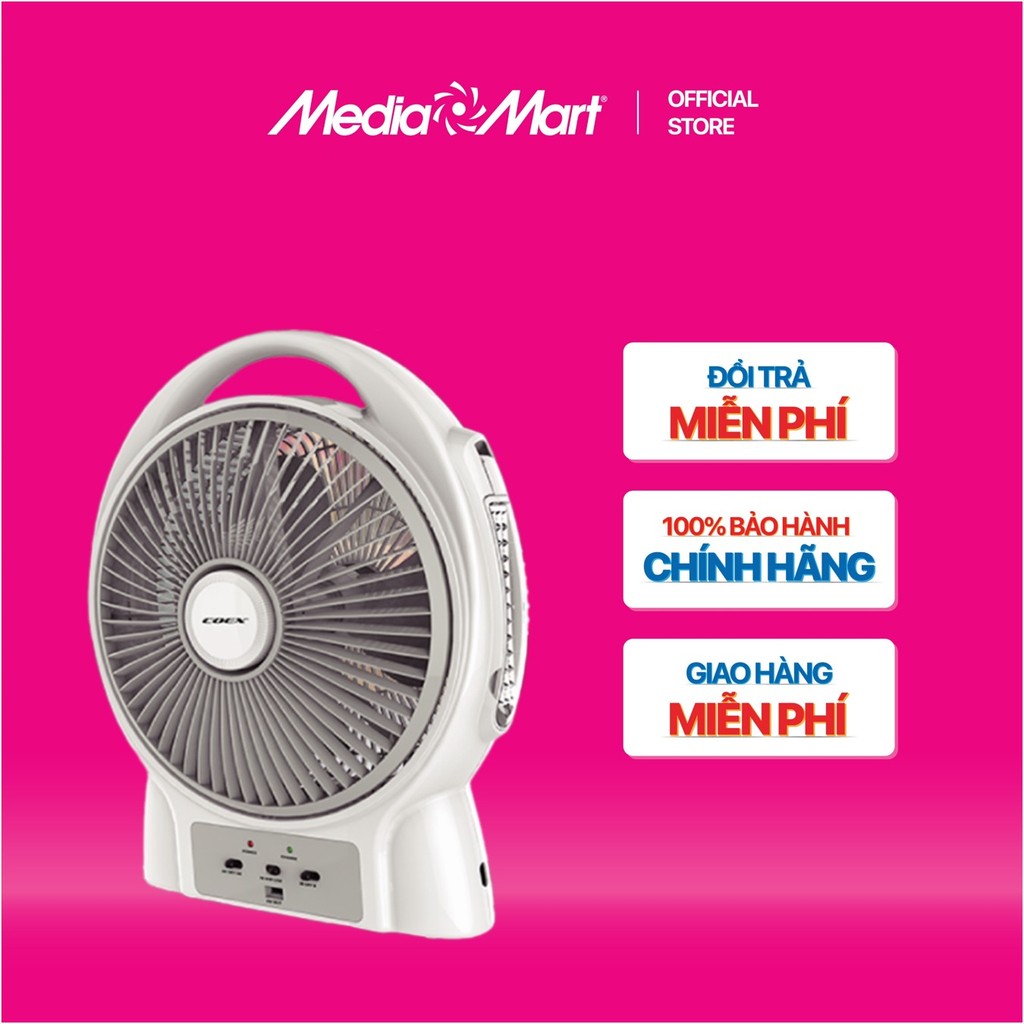 Quạt tích điện Coex CF-7115R - Kích thước nhỏ gọn, màu sắc trang nhã, 3 cánh quạt
