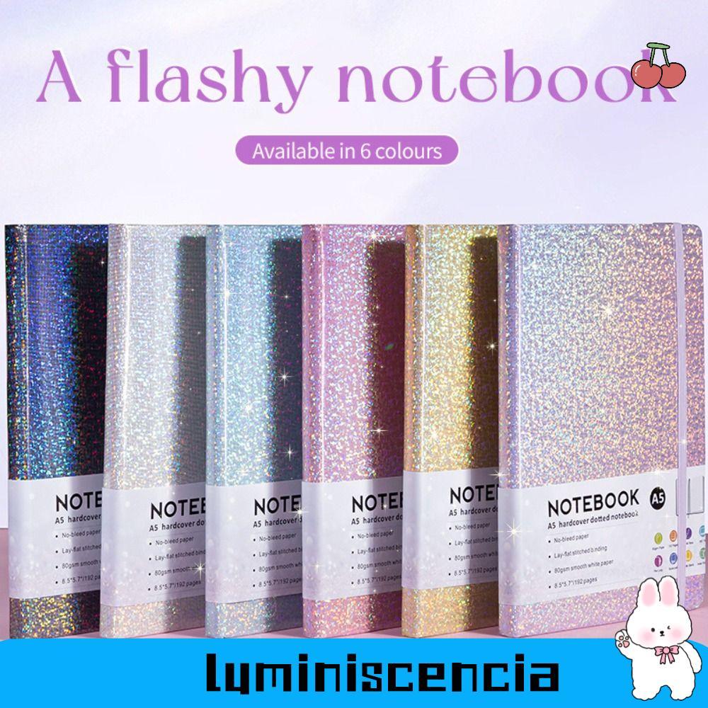 LUMINISCENCIA Bling Notebook, A5 192 Trang Lót Long Lanh Journal Notebook, Notepad Sparkle College R
