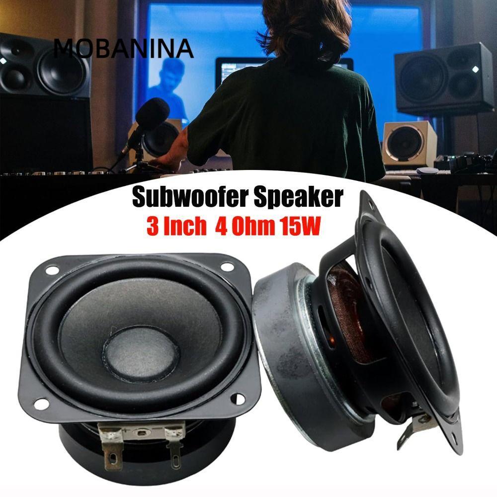 Loa trầm vuông MOBANINA Bass, Loa siêu trầm nắp lồi 4 Ohm 15W, Loa từ tính kép 2 inch 3 inch Loa kệ 