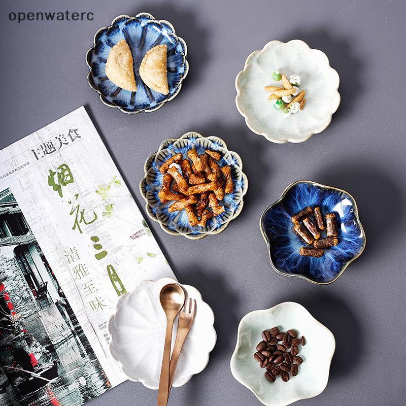 [openwaterc] 1 Đĩa Gốm Sứ Hình Hoa Đĩa Hạt Sứ Đĩa Nhỏ Mini Nước Tương Gia Vị Bộ Đồ Ăn Đồ Dùng Nhà Bế