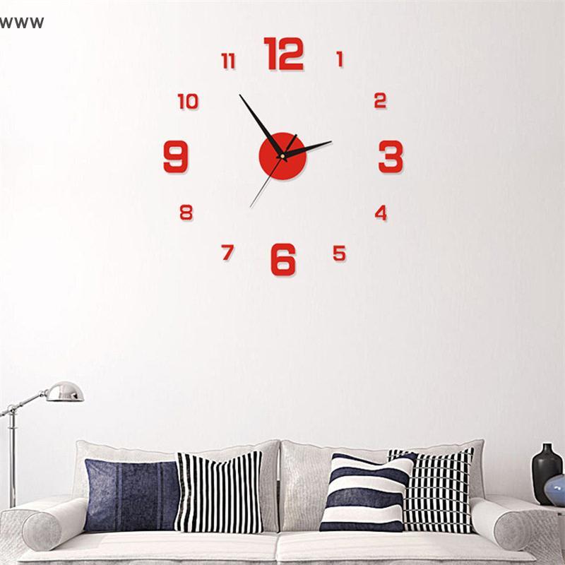 [auz] DIY Wall Clock For Home Office Frameless Modern 3D Wall Clock Mirror Stickers Hotel Room Desig