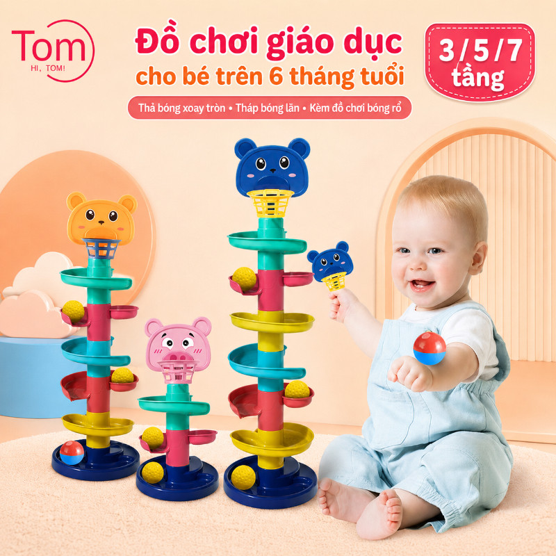 Đồ chơi giáo dục cho bé trên 6 tháng tuổi,Thả bóng xoay tròn tháp bóng lăn cầu…