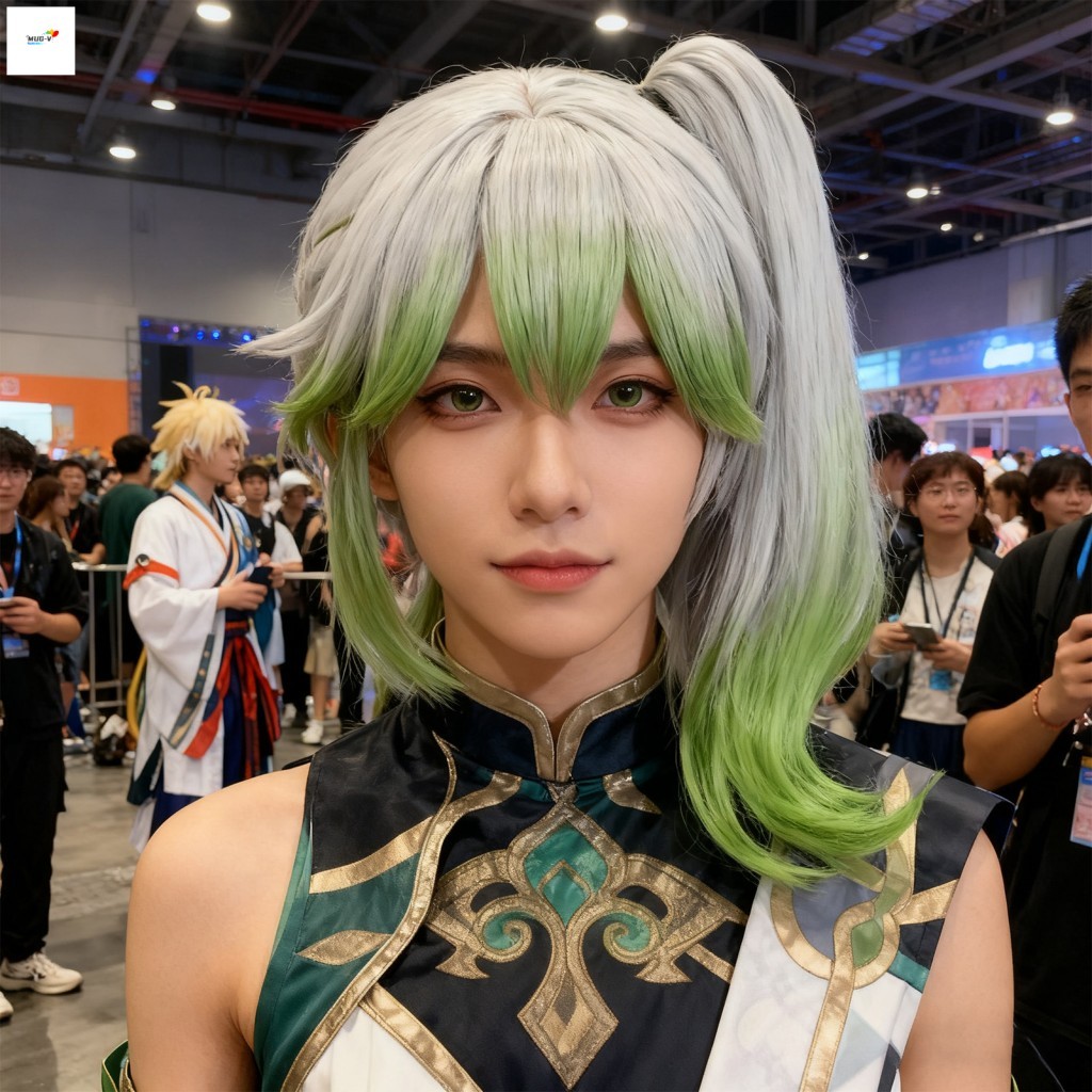 Nahida Cosplay Tóc Giả Với Silicon Da Đầu Sợi Nhiệt Độ Cao Cho Nahida Cos Tóc Giả Xanh Anime Nhân Vậ