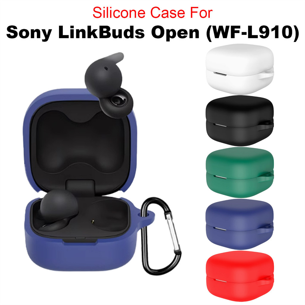 Vỏ silicon mềm màu trơn cho Sony LinkBuds Open (WF-L910) Vỏ bảo vệ chống sốc có móc