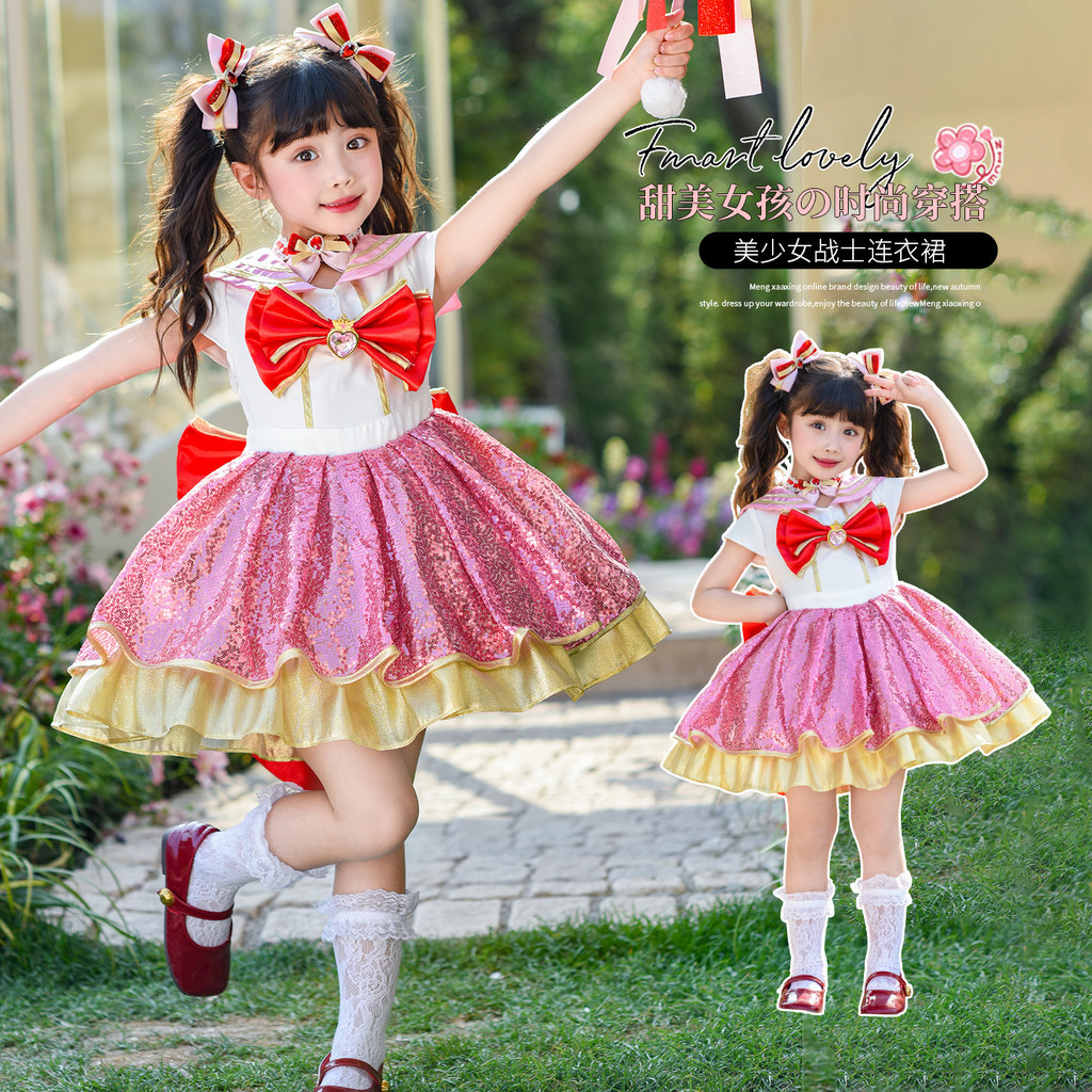 Bé Gái Gothic Đầm Công Chúa Mùa Hè 2026 Trẻ Em Thủy Thủ Mặt Trăng Đầm Hiệu Suất Trang Phục 60317