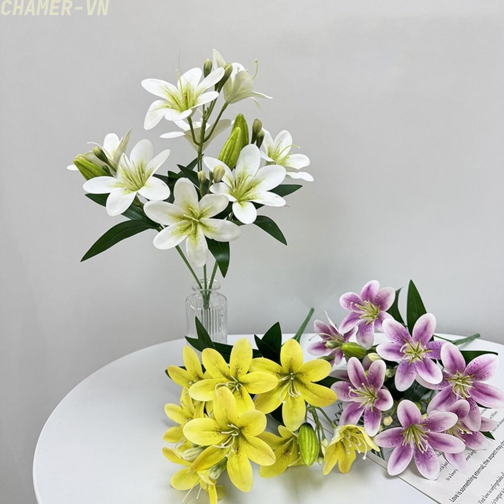 【CHAMER】Premium Artificial Lily Silk Flowers Bouquet Wedding Decoration Hotel Lobby【HomeLiving】