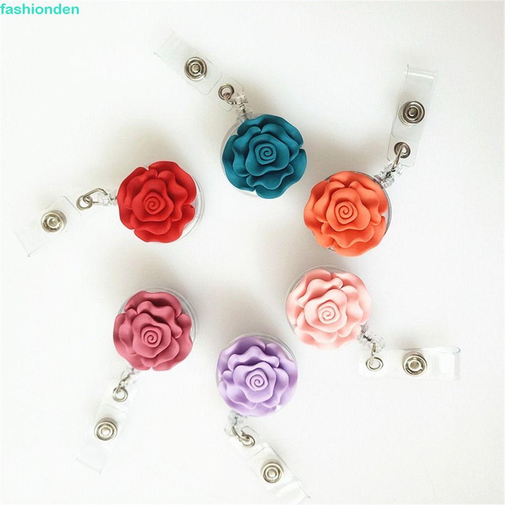 FASHIONDEN Giá đỡ huy hiệu có thể thu vào, Thẻ ngực 3D Flora Nurse Badge Reel, Huy hiệu Cilp Thẻ tên