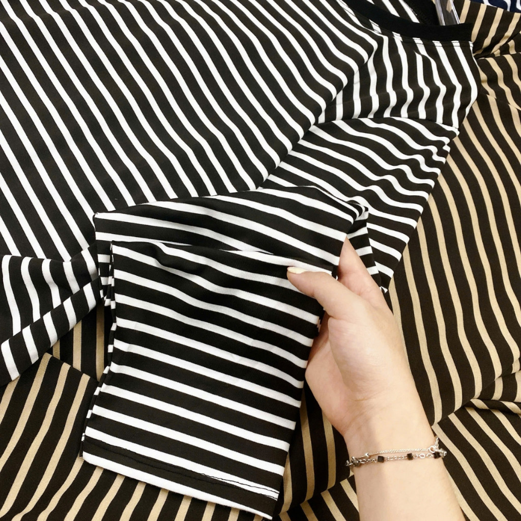 Áo Thun Kẻ Sọc Bigsize Nữ Áo Tay Dài Form Rộng Vải Thun Cotton Co Giãn Cho Chuuby A296 | BigBuy360 - bigbuy360.vn