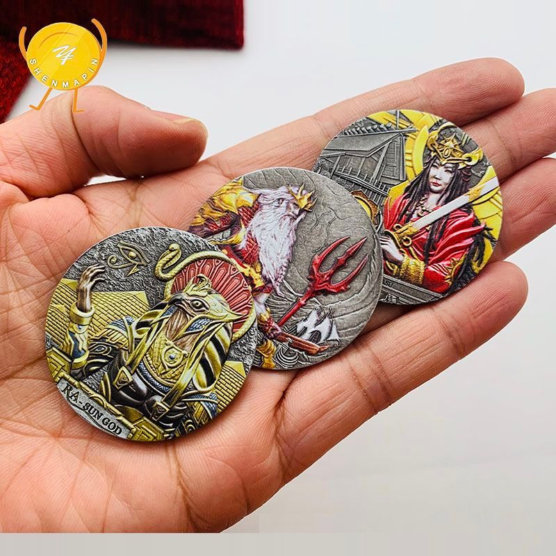 Aquaman Trident Thiếc Cổ Bạc Kỷ Niệm Đồng Xu Nữ Thần Nhật Bản Chơi Đồng Xu Thần Hộ Mệnh Horus Đồng X